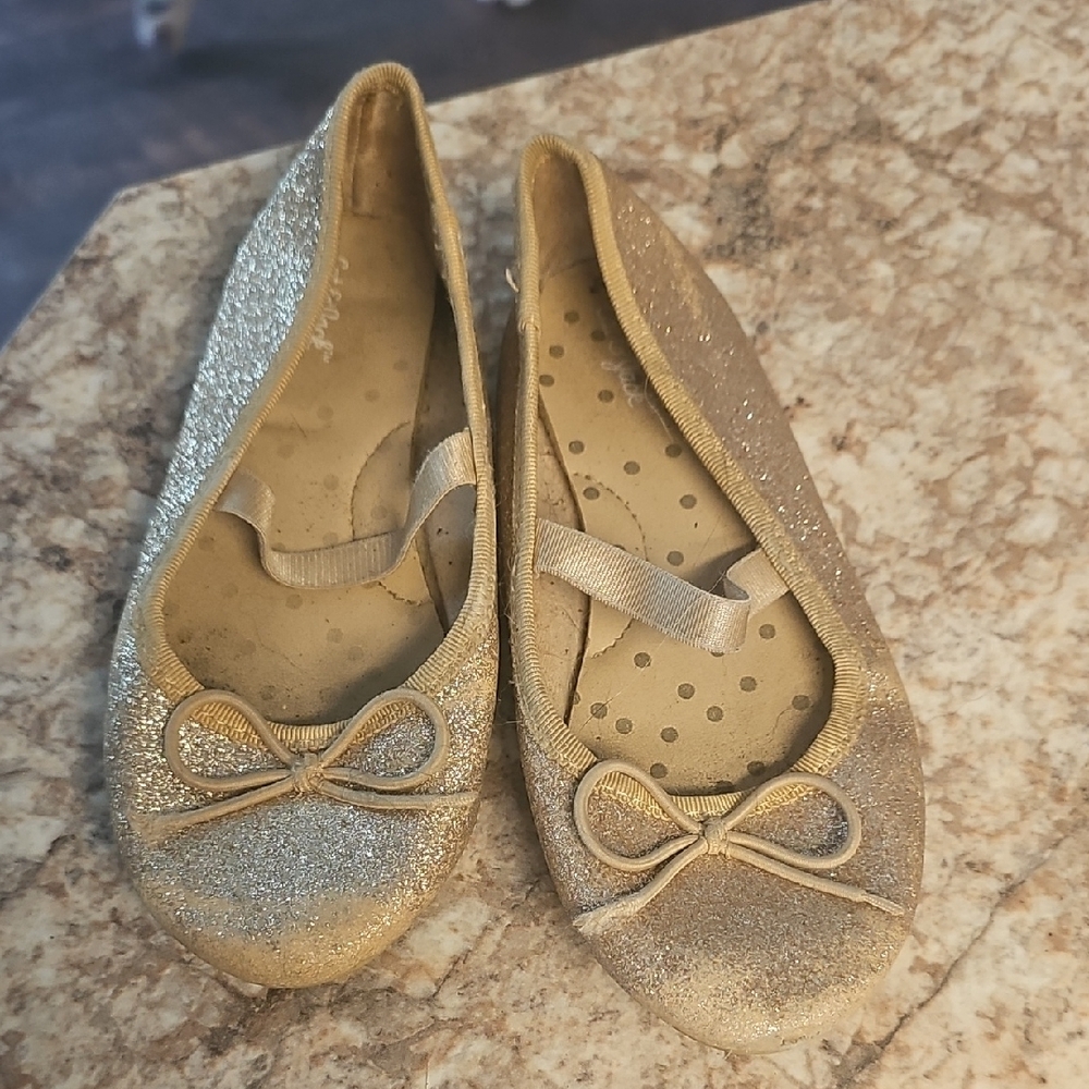 Glittery Gold and Silver Ballet Flats